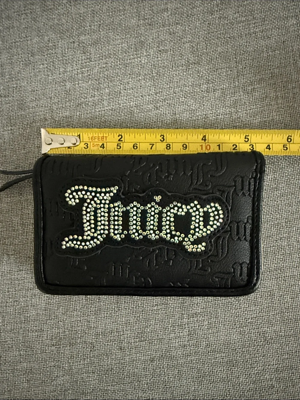 Juicy Couture Black Embossed Rhinestone Logo Wallet